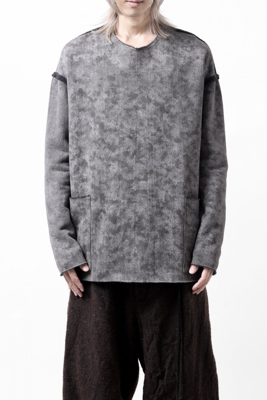 Load image into Gallery viewer, KLASICA ASLEEP LOOSE PULL OVER / GRAINY PRINT BACK SIDE FLEECE (GREIGE)