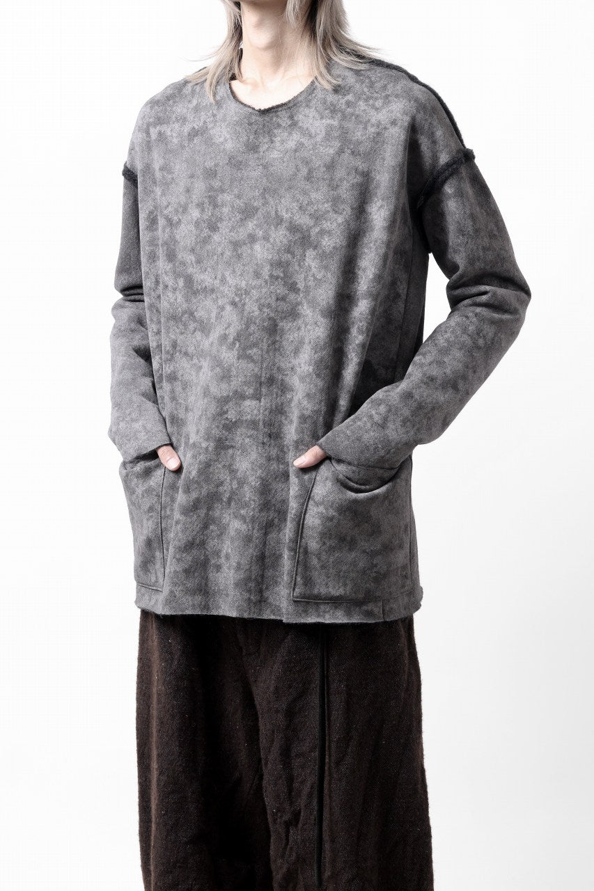 Load image into Gallery viewer, KLASICA ASLEEP LOOSE PULL OVER / GRAINY PRINT BACK SIDE FLEECE (GREIGE)