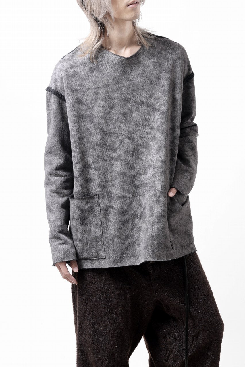 Load image into Gallery viewer, KLASICA ASLEEP LOOSE PULL OVER / GRAINY PRINT BACK SIDE FLEECE (GREIGE)