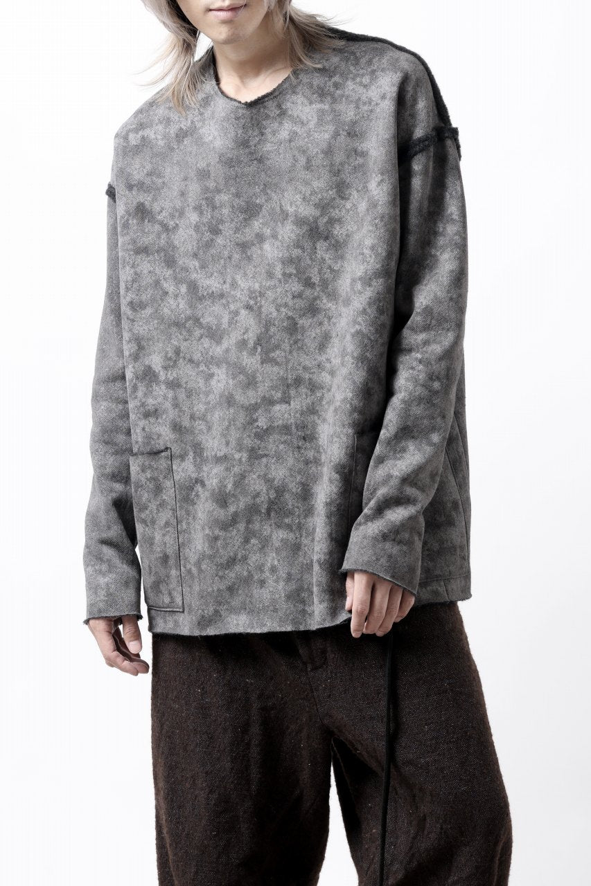 Load image into Gallery viewer, KLASICA ASLEEP LOOSE PULL OVER / GRAINY PRINT BACK SIDE FLEECE (GREIGE)