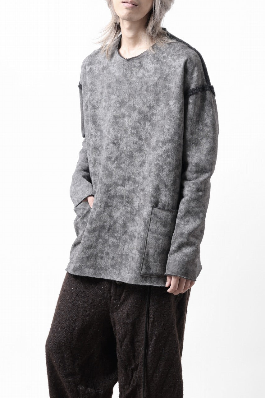 Load image into Gallery viewer, KLASICA ASLEEP LOOSE PULL OVER / GRAINY PRINT BACK SIDE FLEECE (GREIGE)