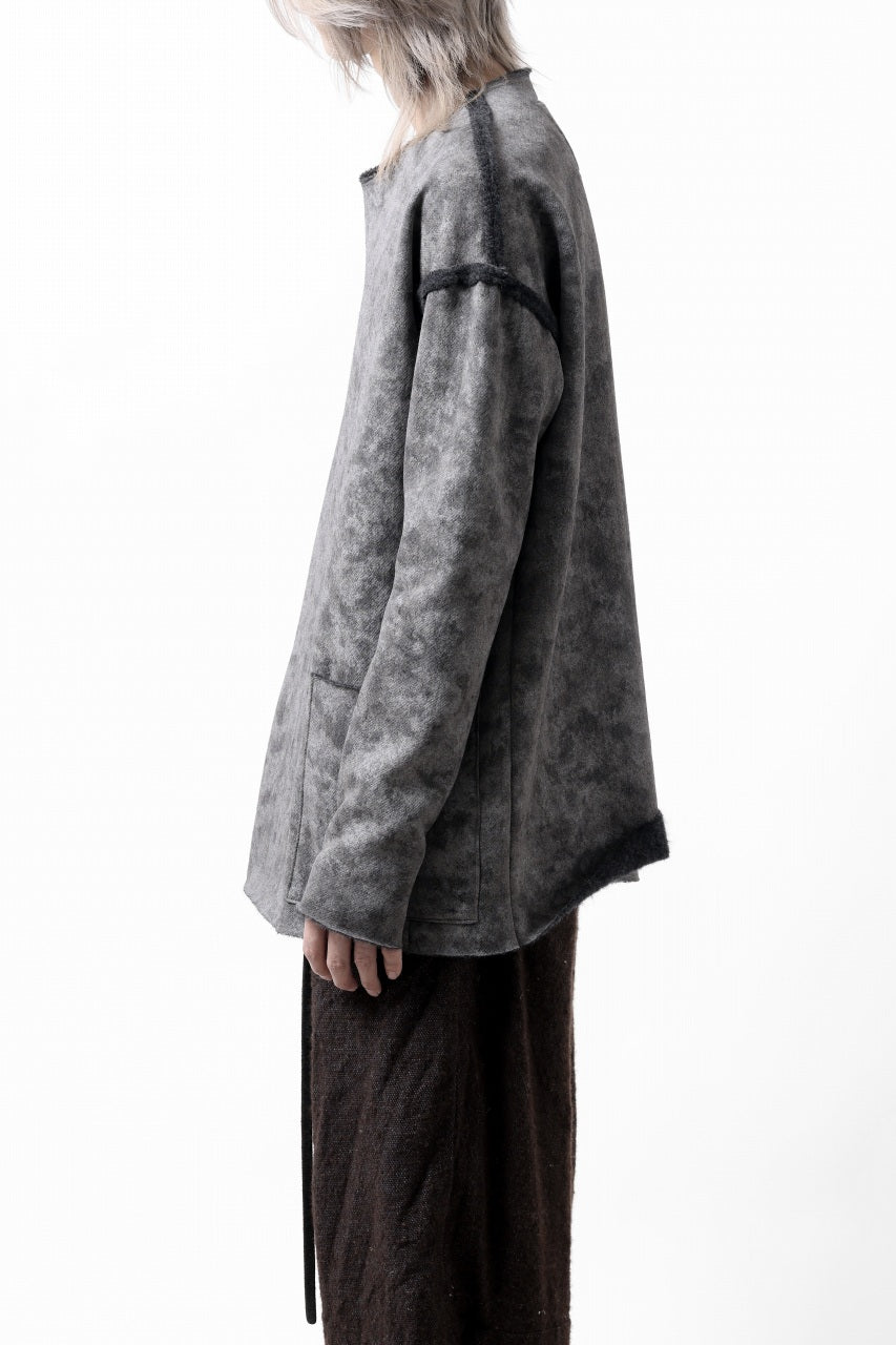 Load image into Gallery viewer, KLASICA ASLEEP LOOSE PULL OVER / GRAINY PRINT BACK SIDE FLEECE (GREIGE)