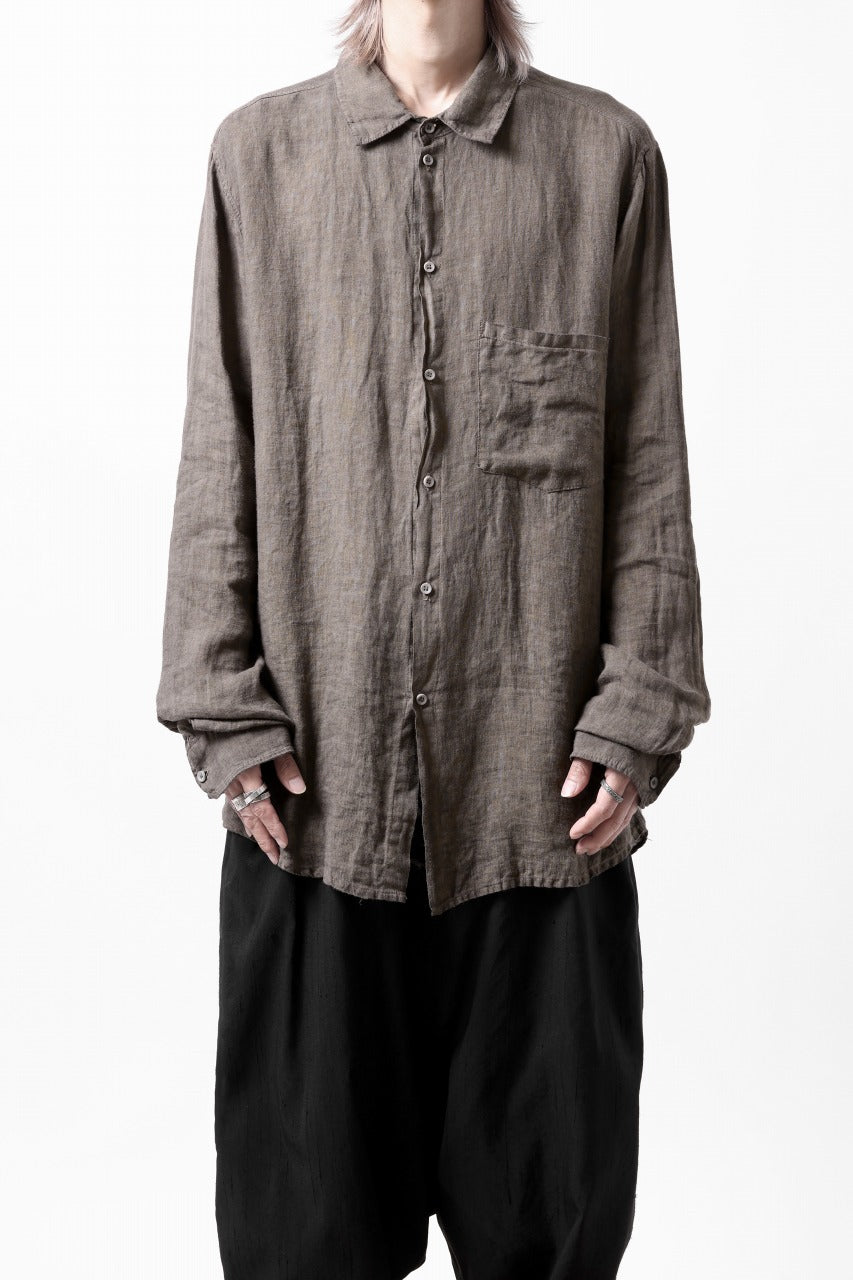 Load image into Gallery viewer, daub DYEING PLAIN SHIRT / ORGANIC LINEN (BROWN)