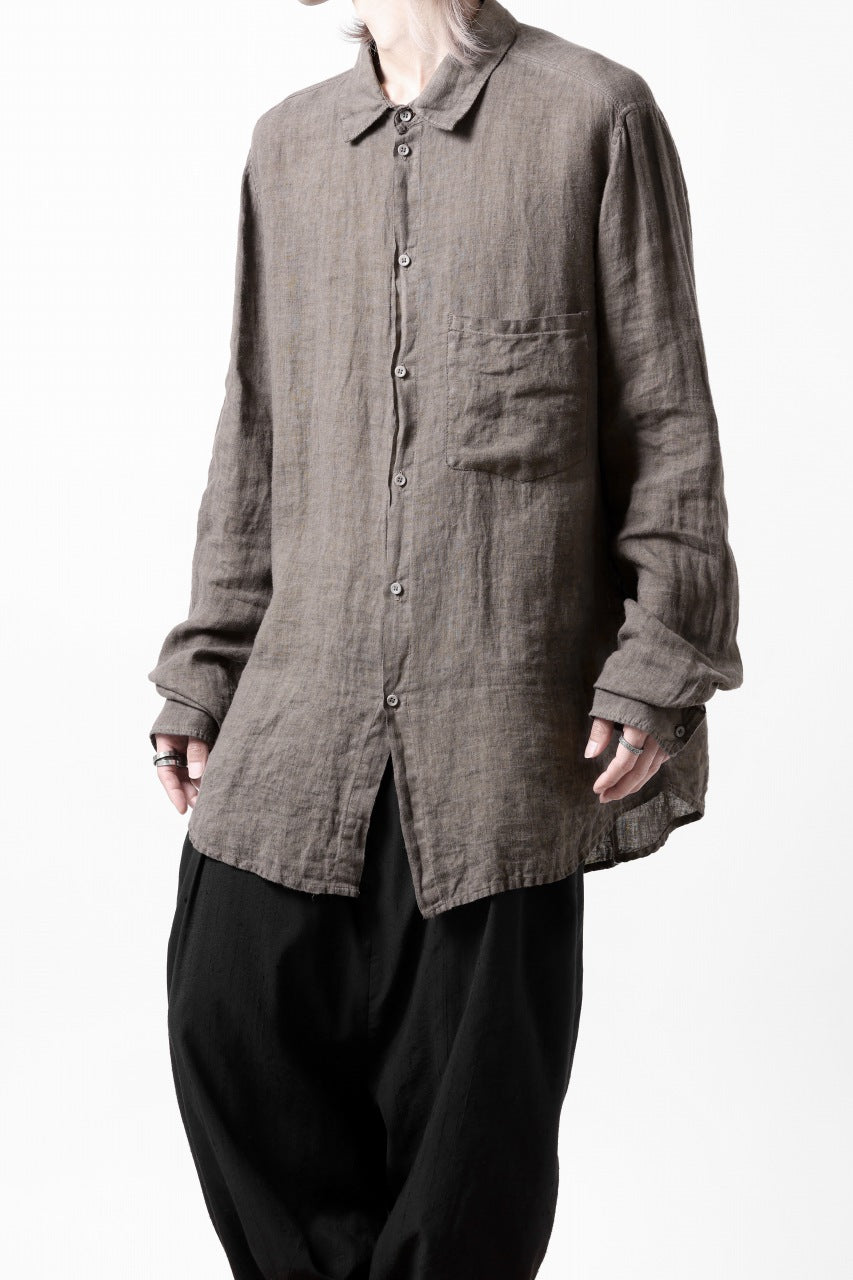 画像をギャラリービューアに読み込む, daub DYEING PLAIN SHIRT / ORGANIC LINEN (BROWN)