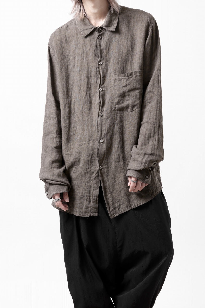 Load image into Gallery viewer, daub DYEING PLAIN SHIRT / ORGANIC LINEN (BROWN)