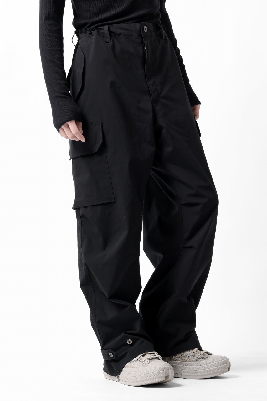 画像をギャラリービューアに読み込む, ISAMU KATAYAMA BACKLASH WIDE CARGO PANTS / STRETCH TYPEWRITER CLOTH (BLACK)