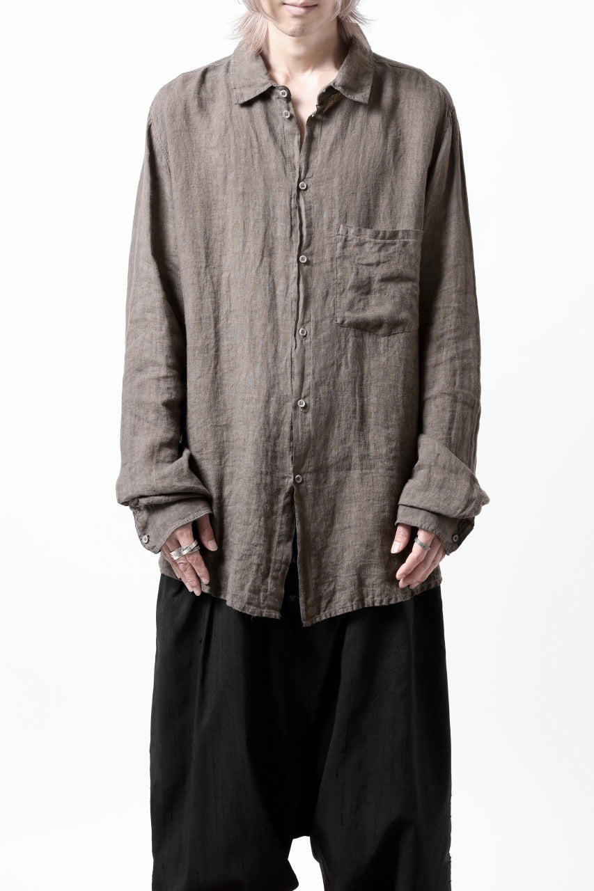 Load image into Gallery viewer, daub DYEING PLAIN SHIRT / ORGANIC LINEN (BROWN)