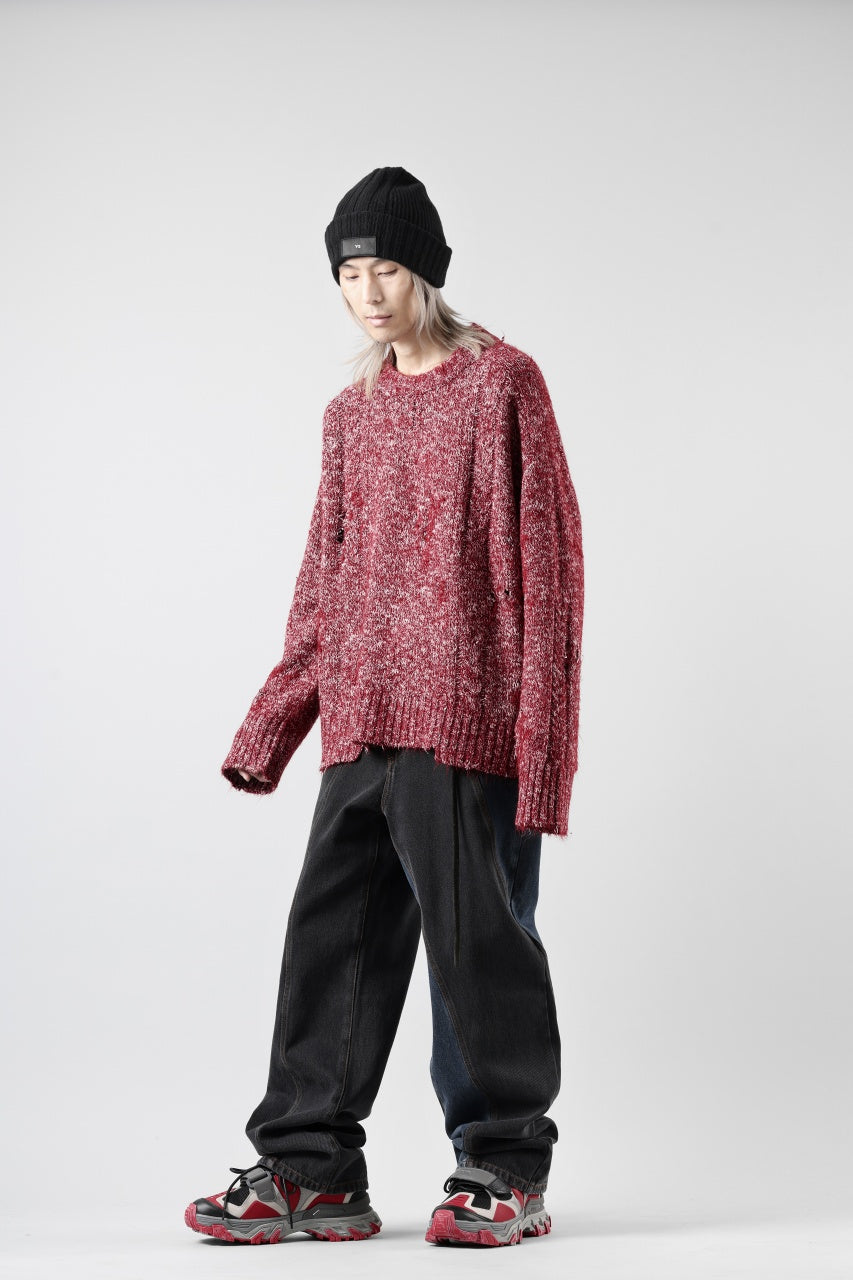 画像をギャラリービューアに読み込む, A.F ARTEFACT GRUNGE SWEATER / MELANGE WOOL (RED MIX)