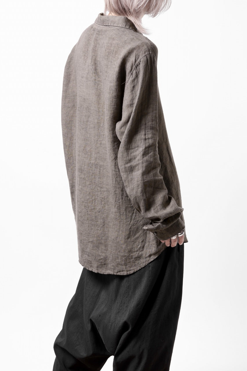 Load image into Gallery viewer, daub DYEING PLAIN SHIRT / ORGANIC LINEN (BROWN)