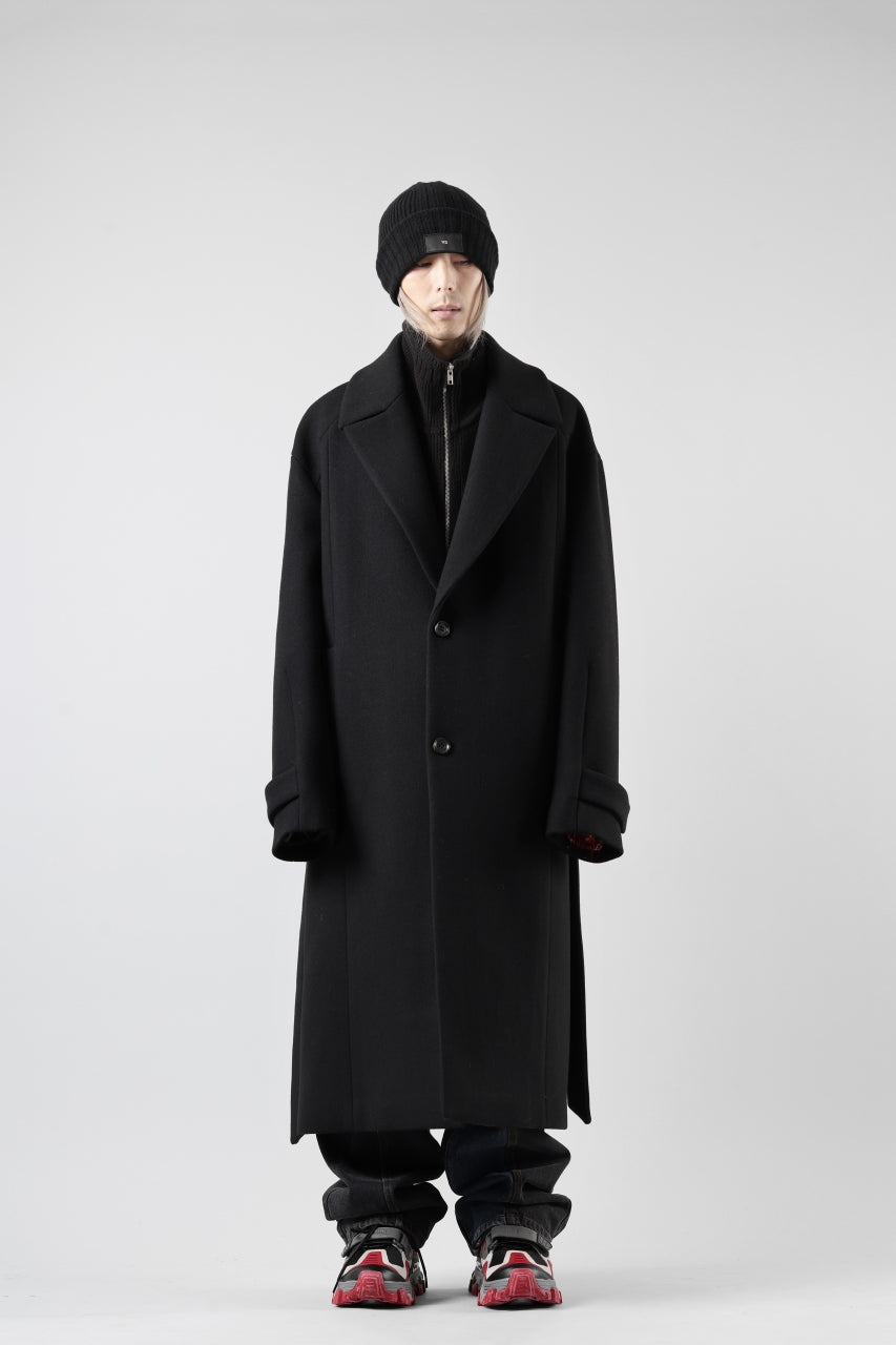 画像をギャラリービューアに読み込む, Juun.J Over Fit Knit Paneled Long Single Coat (BLACK)