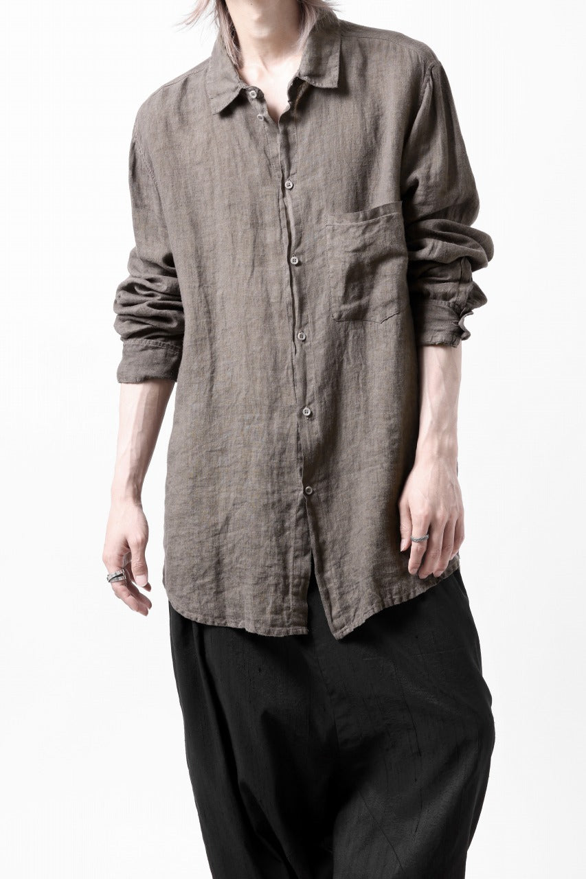 Load image into Gallery viewer, daub DYEING PLAIN SHIRT / ORGANIC LINEN (BROWN)