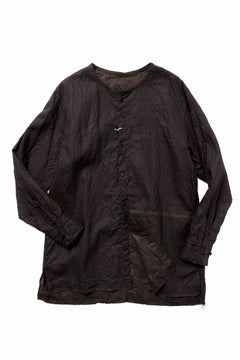 画像をギャラリービューアに読み込む, KLASICA "SH-044" SPLIT RAGLAN COLLAR LESS SHIRTS / BENGARA & SUMI COATED LINEN (BENGARA)