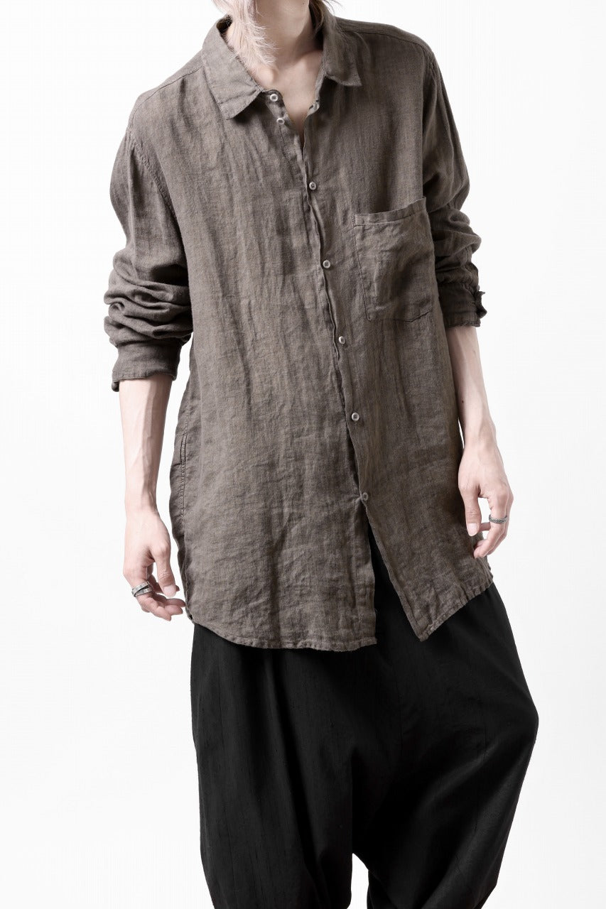 Load image into Gallery viewer, daub DYEING PLAIN SHIRT / ORGANIC LINEN (BROWN)