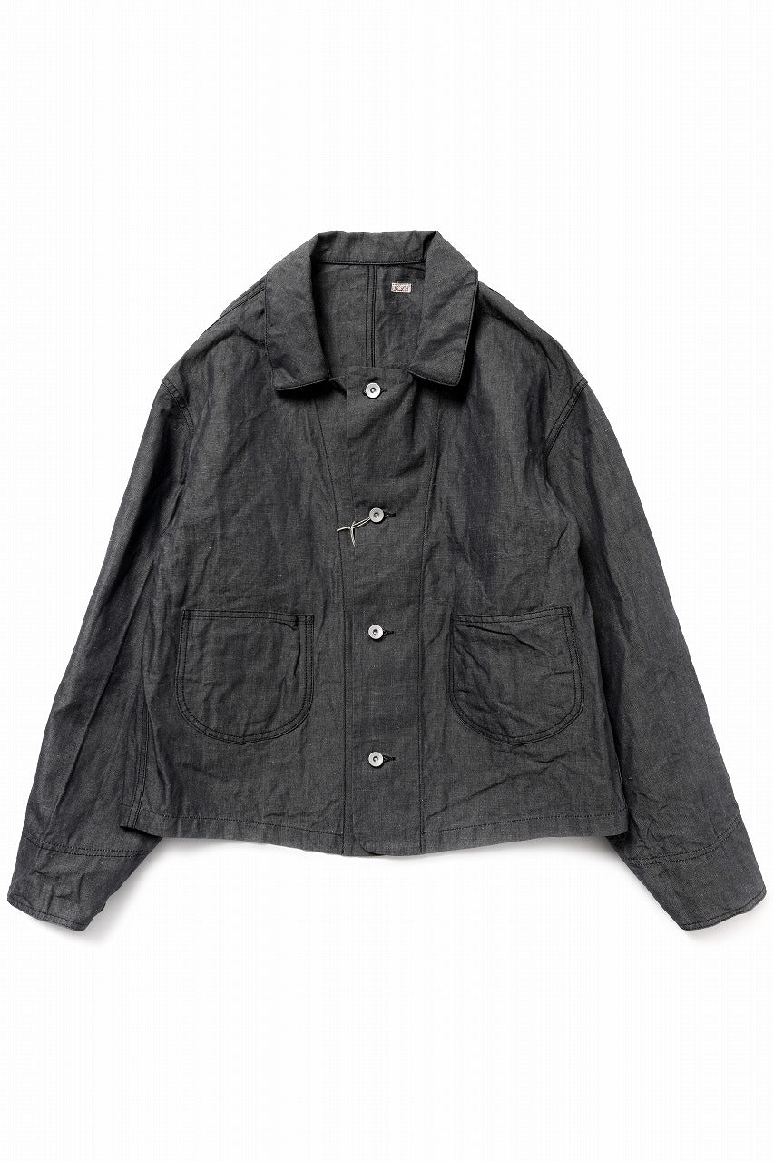 画像をギャラリービューアに読み込む, KLASICA "SOLO WOOD" LOOSE FIT SHORT COVER ALL / 9.7oz COTTON x LINEN CHAMBRAY (GRAY DENIM)