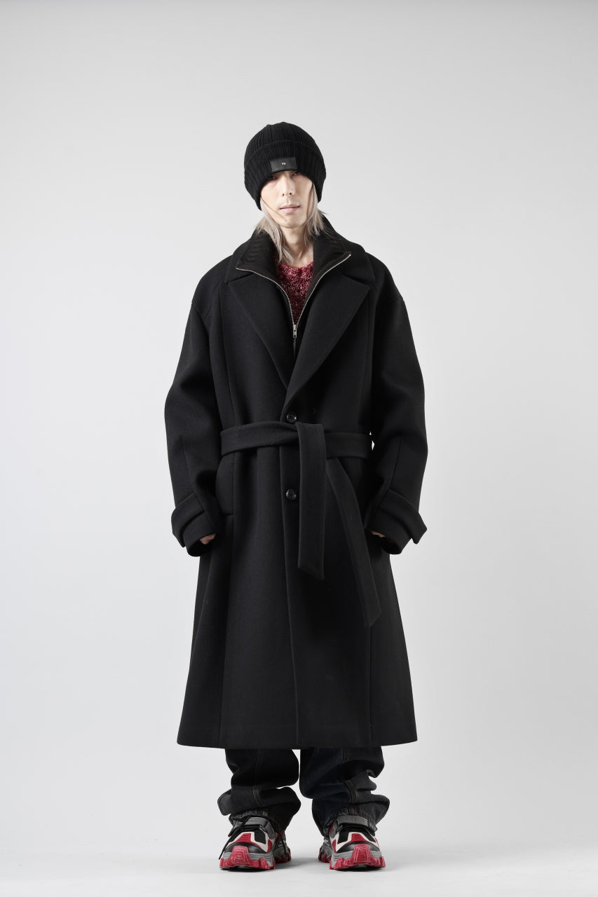 画像をギャラリービューアに読み込む, Juun.J Over Fit Knit Paneled Long Single Coat (BLACK)