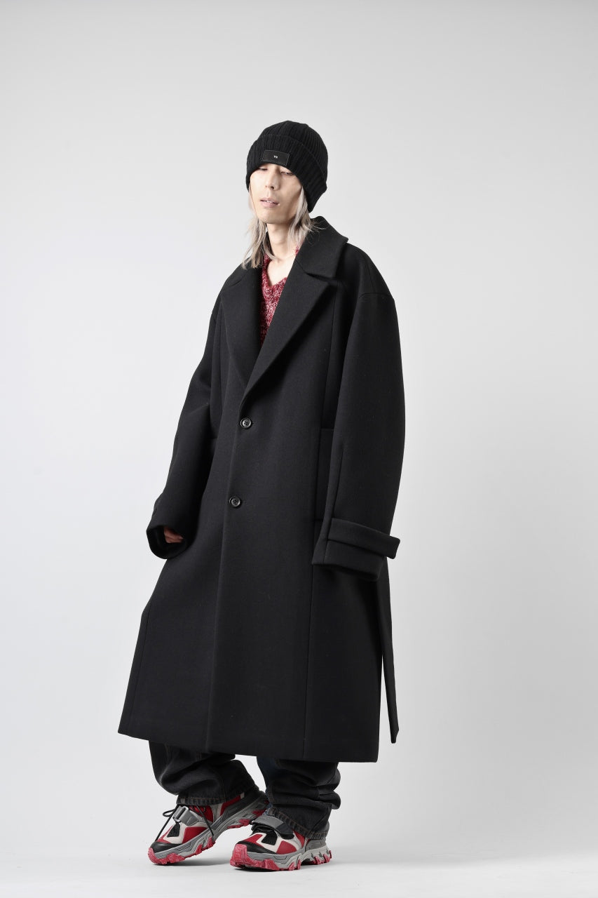 画像をギャラリービューアに読み込む, Juun.J Over Fit Knit Paneled Long Single Coat (BLACK)