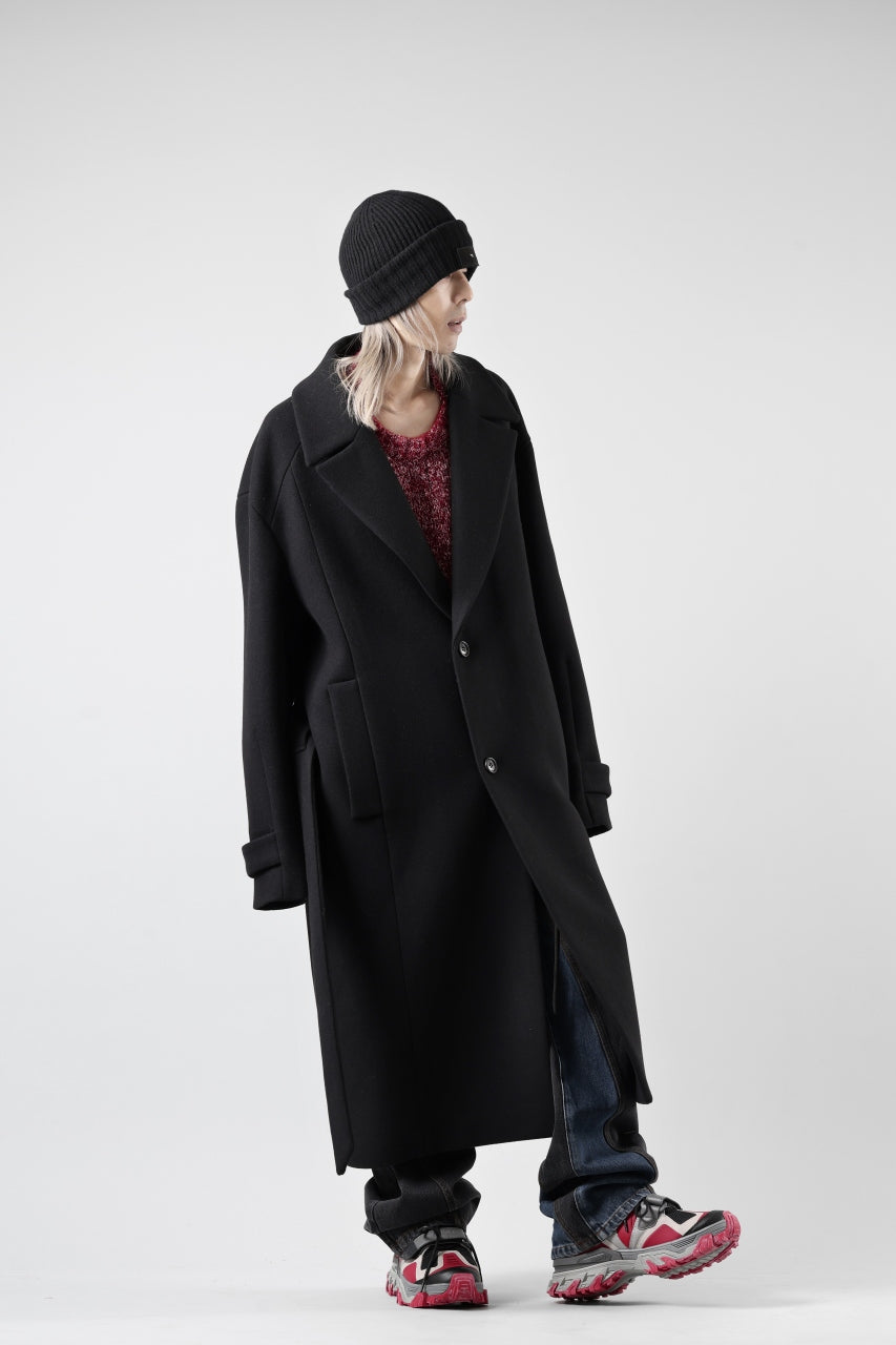 画像をギャラリービューアに読み込む, Juun.J Over Fit Knit Paneled Long Single Coat (BLACK)