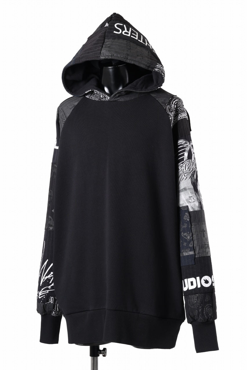 画像をギャラリービューアに読み込む, MASSIMO SABBADIN exclusive HOODY wt. BORO STYLE DETAIL (BLACK #B)