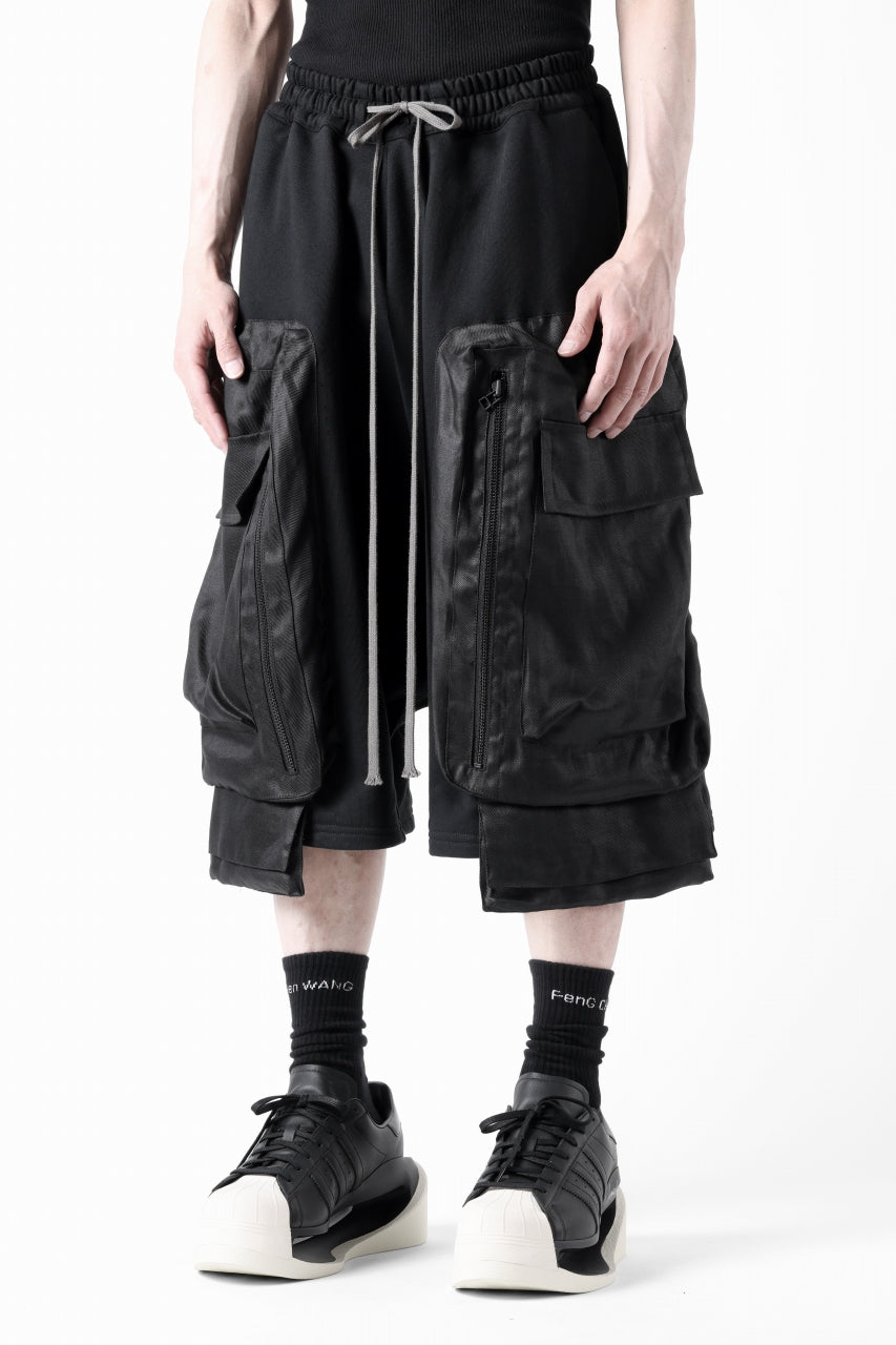 画像をギャラリービューアに読み込む, A.F ARTEFACT COMBINED DROPCROTCH CARGO SHORTS (BLACK)
