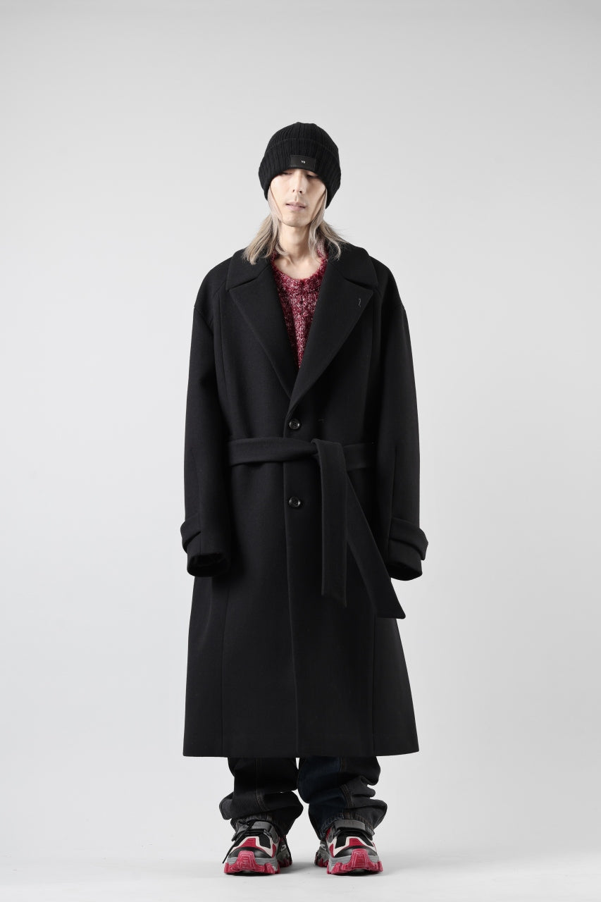 画像をギャラリービューアに読み込む, Juun.J Over Fit Knit Paneled Long Single Coat (BLACK)