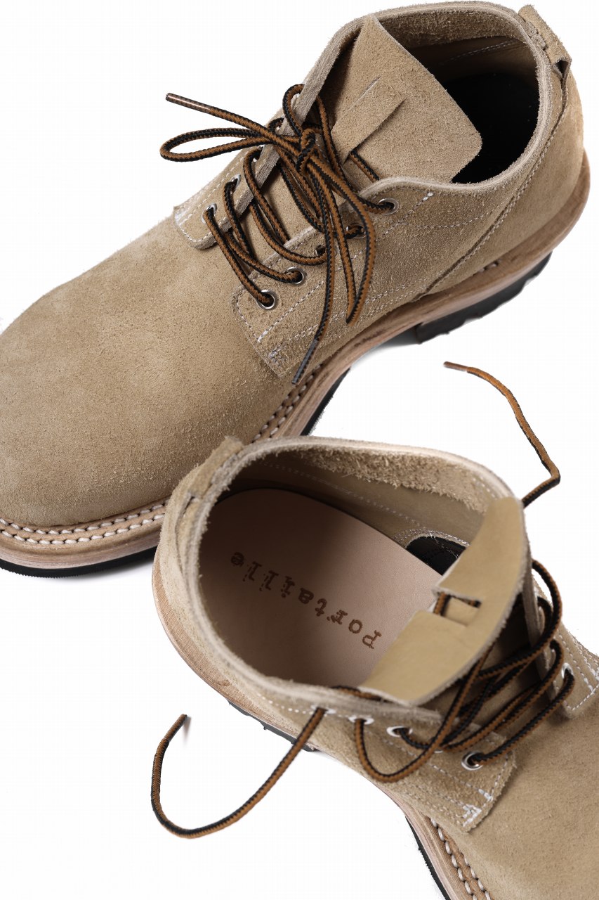 Portaille x LOOM exclusive DOUBLE STITCHED WELT WORKING DERBY / BOX CALF SUEDE (SAND BEIGE)