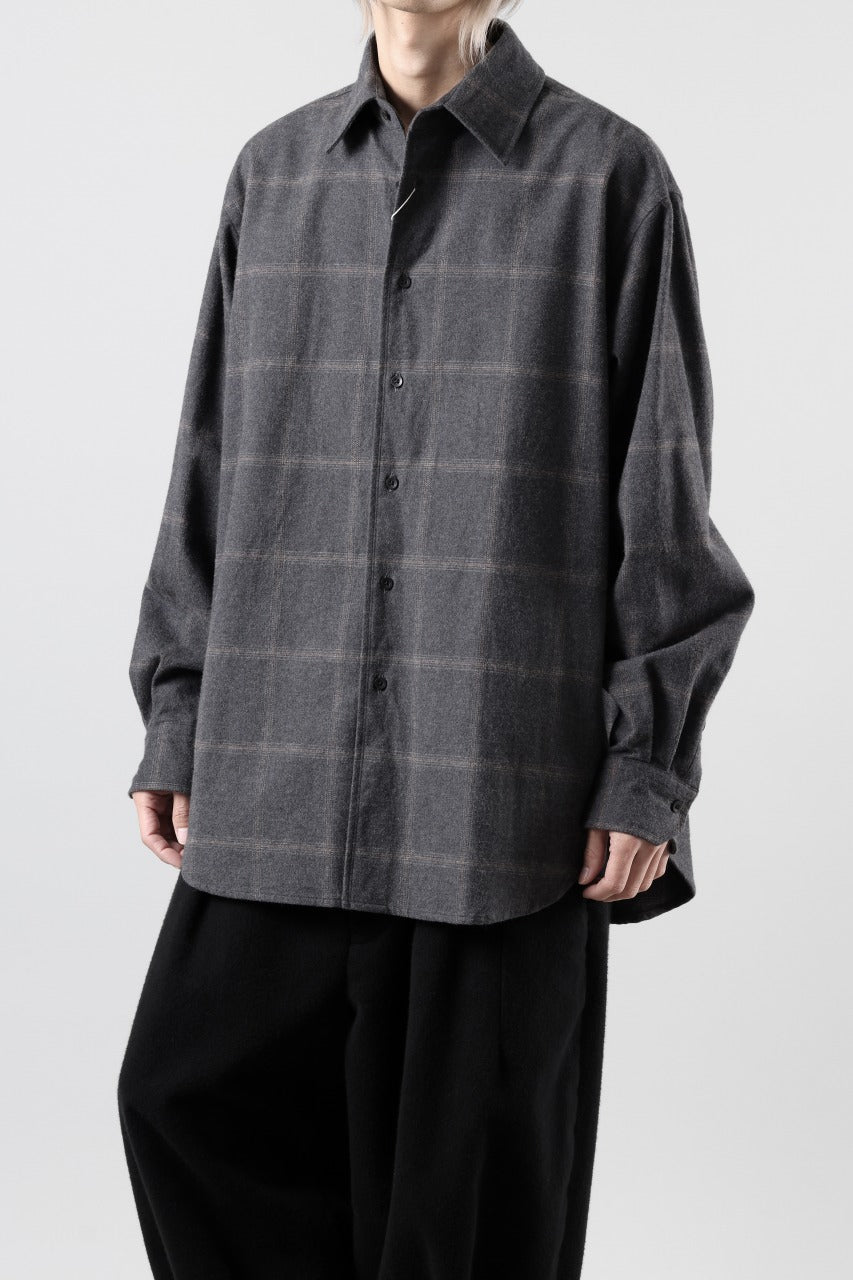 画像をギャラリービューアに読み込む, CAPERTICA 4 TUCK SHIRT / DARK MELANGE CHECK FLANNEL (CHARCOAL)