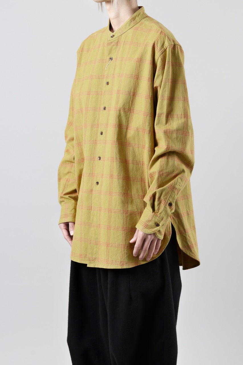 画像をギャラリービューアに読み込む, COLINA CHECK GRANPA SHIRT / AMUNZEN CHAMBRAY (MUSTARD)