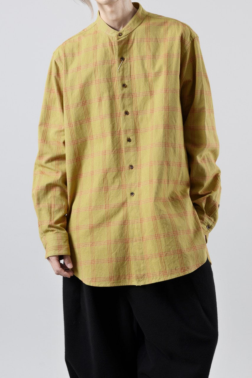 画像をギャラリービューアに読み込む, COLINA CHECK GRANPA SHIRT / AMUNZEN CHAMBRAY (MUSTARD)