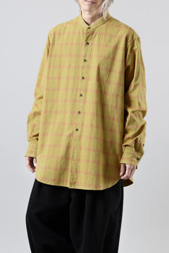 画像をギャラリービューアに読み込む, COLINA CHECK GRANPA SHIRT / AMUNZEN CHAMBRAY (MUSTARD)