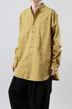 画像をギャラリービューアに読み込む, COLINA CHECK GRANPA SHIRT / AMUNZEN CHAMBRAY (MUSTARD)