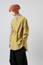 画像をギャラリービューアに読み込む, COLINA CHECK GRANPA SHIRT / AMUNZEN CHAMBRAY (MUSTARD)