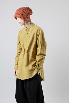 画像をギャラリービューアに読み込む, COLINA CHECK GRANPA SHIRT / AMUNZEN CHAMBRAY (MUSTARD)