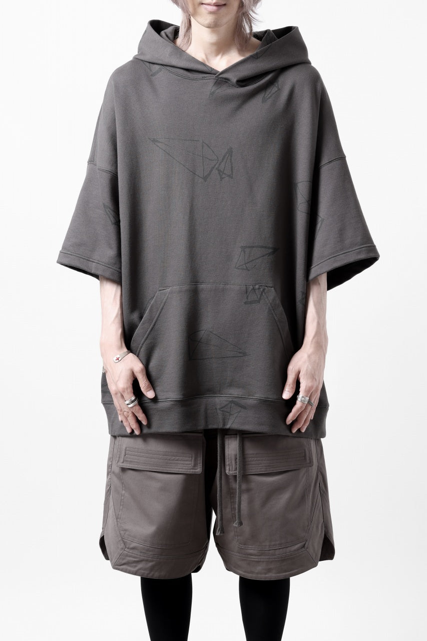 画像をギャラリービューアに読み込む, A.F ARTEFACT PYRA PATTERN PRINT SWEAT HOODIE SHORT SLEEVE (GREY)
