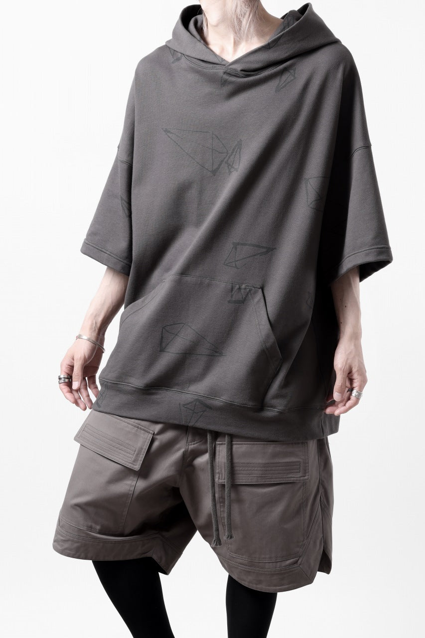 画像をギャラリービューアに読み込む, A.F ARTEFACT PYRA PATTERN PRINT SWEAT HOODIE SHORT SLEEVE (GREY)