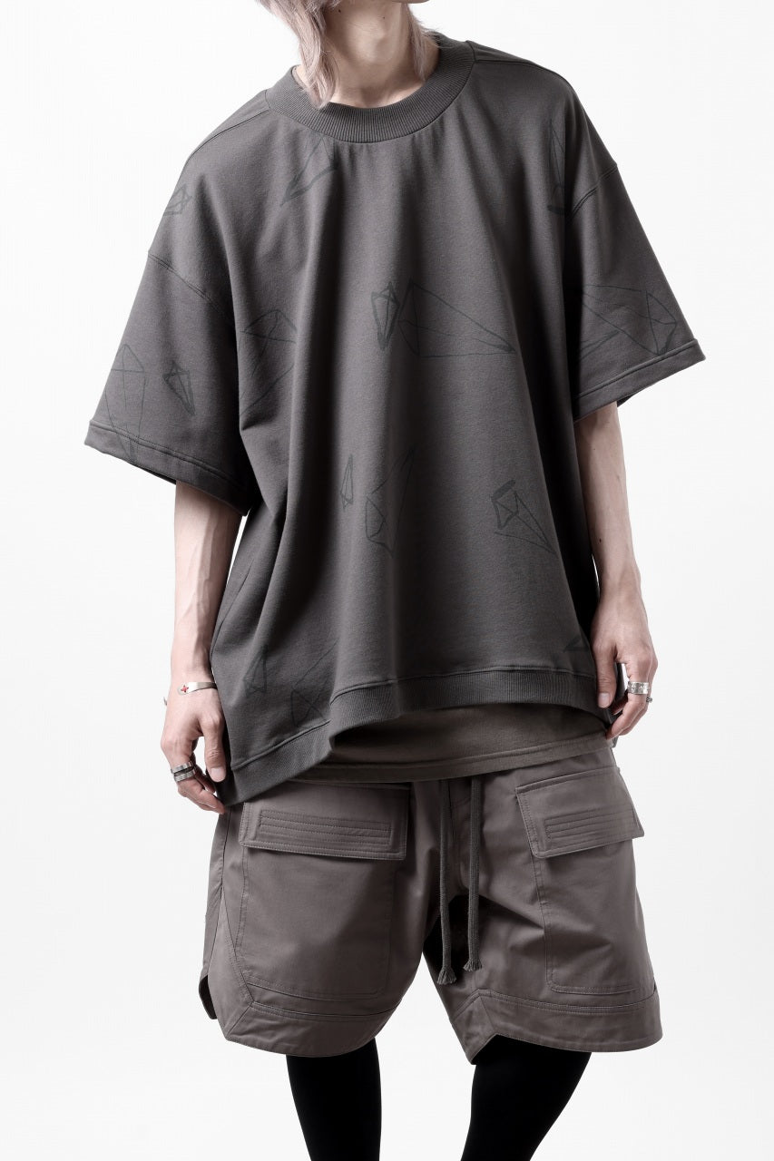 画像をギャラリービューアに読み込む, A.F ARTEFACT PYRA PATTERN PRINT CREW NECK SHORT SLEEVE TOPS (GREY)