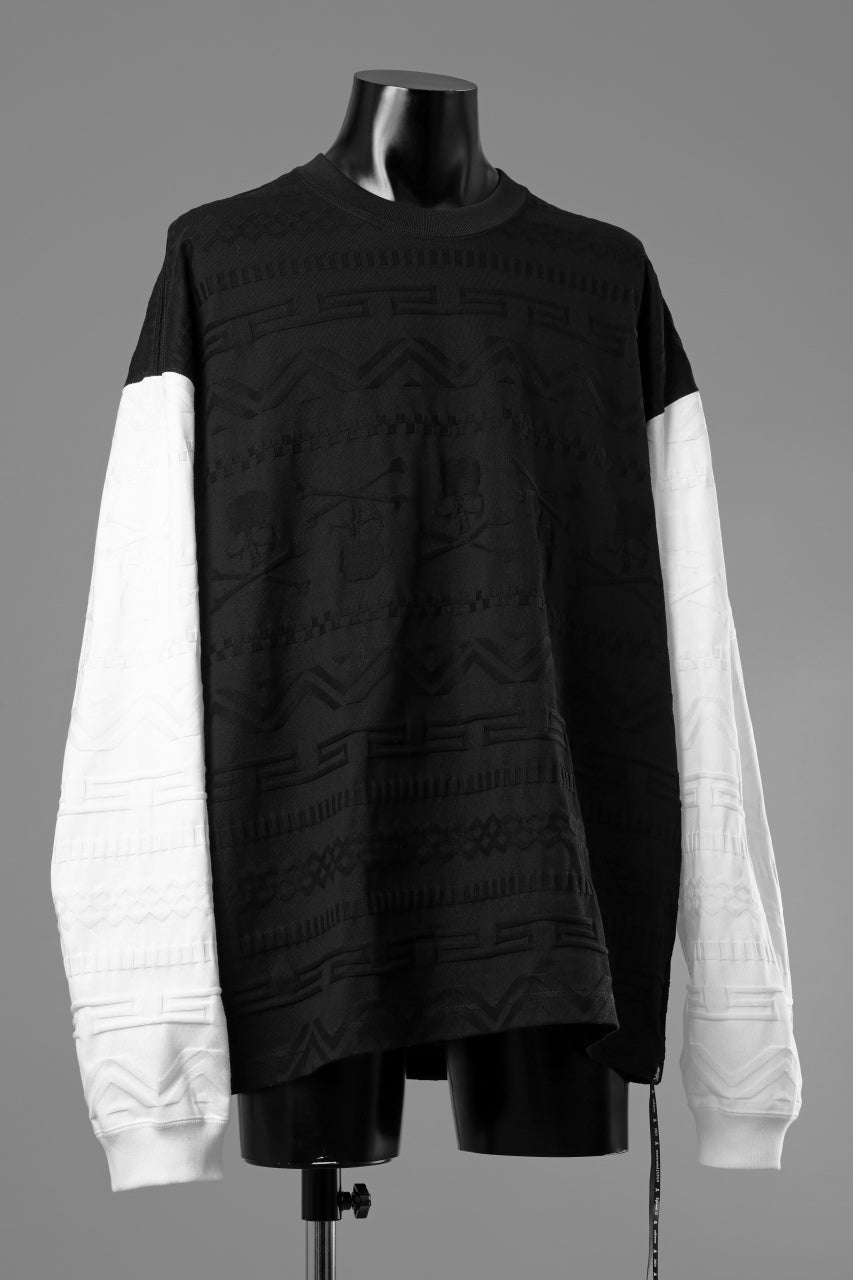 画像をギャラリービューアに読み込む, mastermind JAPAN LINKS JACQUARD LS TEE / BOXY FIT (BLACK x WHITE)