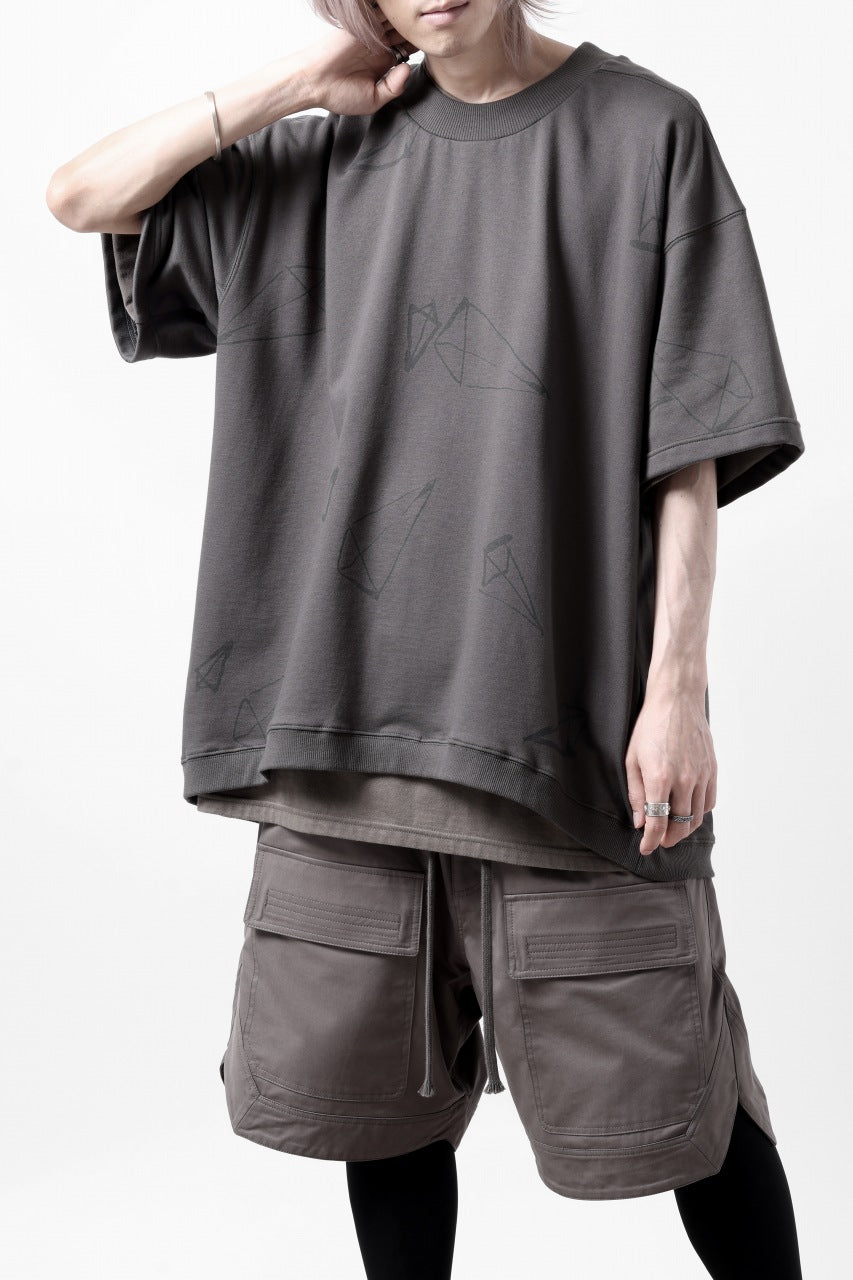 画像をギャラリービューアに読み込む, A.F ARTEFACT PYRA PATTERN PRINT CREW NECK SHORT SLEEVE TOPS (GREY)