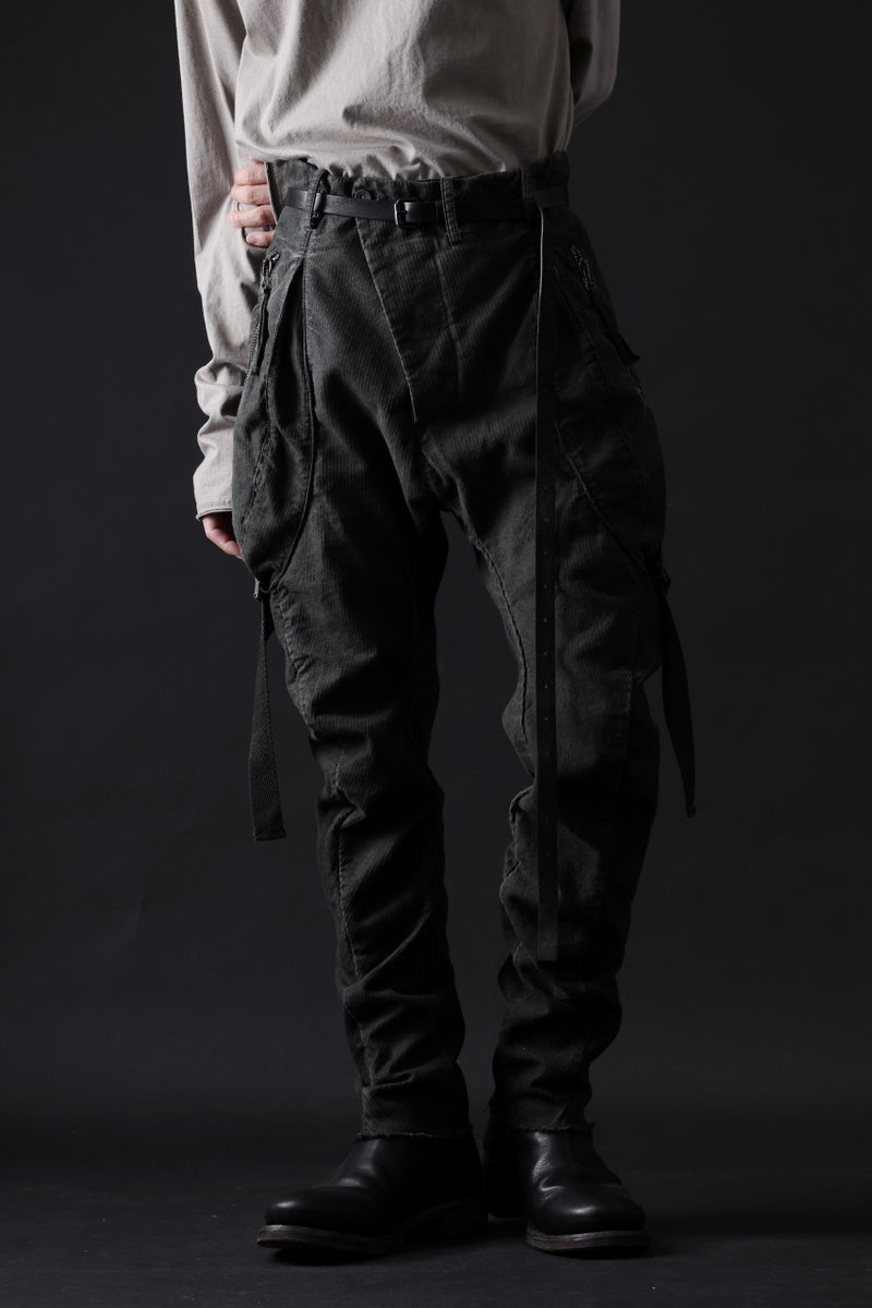 masnada BAGGY GUSSET POCKET PANTS / STRETCH RELIEF STRIPE COTTON 