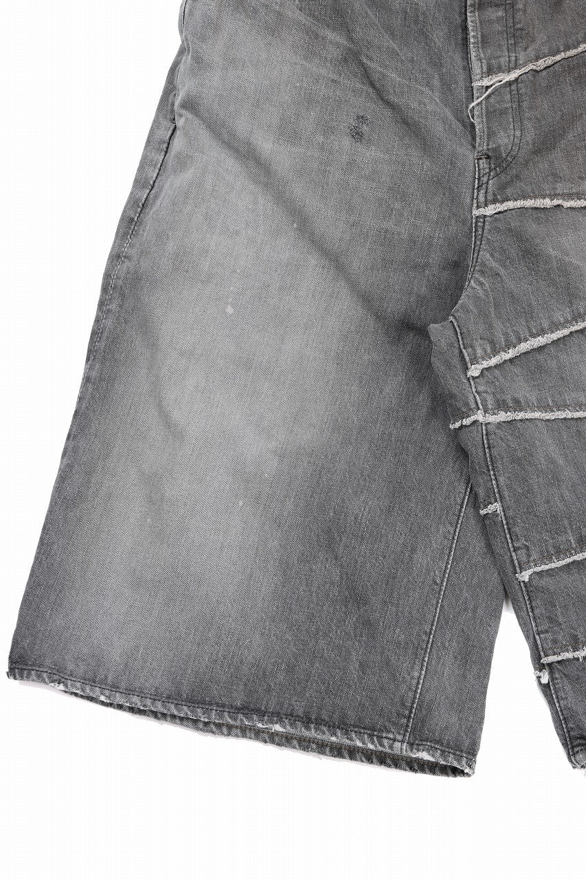 画像をギャラリービューアに読み込む, FULLCOUNT x KAMIYA Switching Denim Wide Bermuda Pants / 13.7oz Original Selvedge Denim (BLACK)