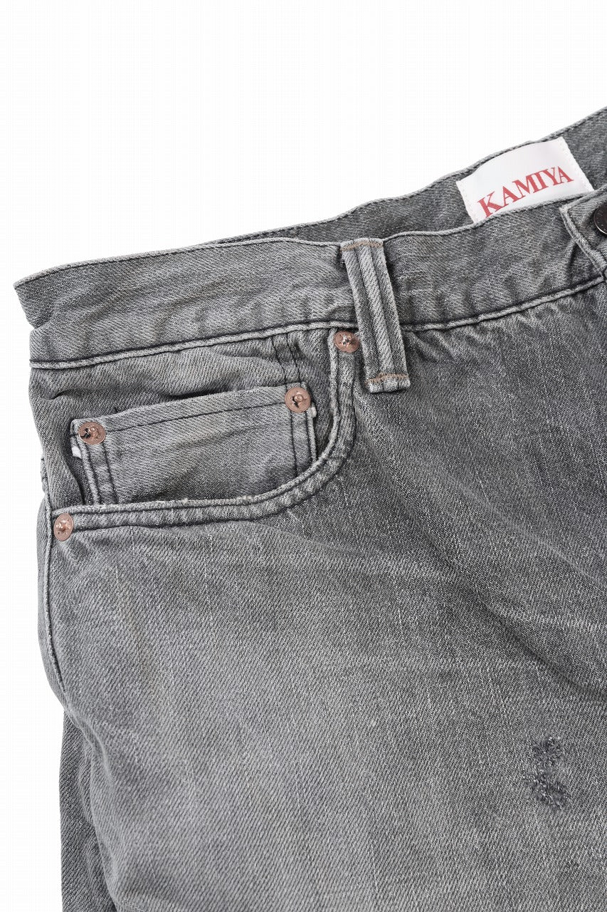 画像をギャラリービューアに読み込む, FULLCOUNT x KAMIYA Switching Denim Wide Bermuda Pants / 13.7oz Original Selvedge Denim (BLACK)