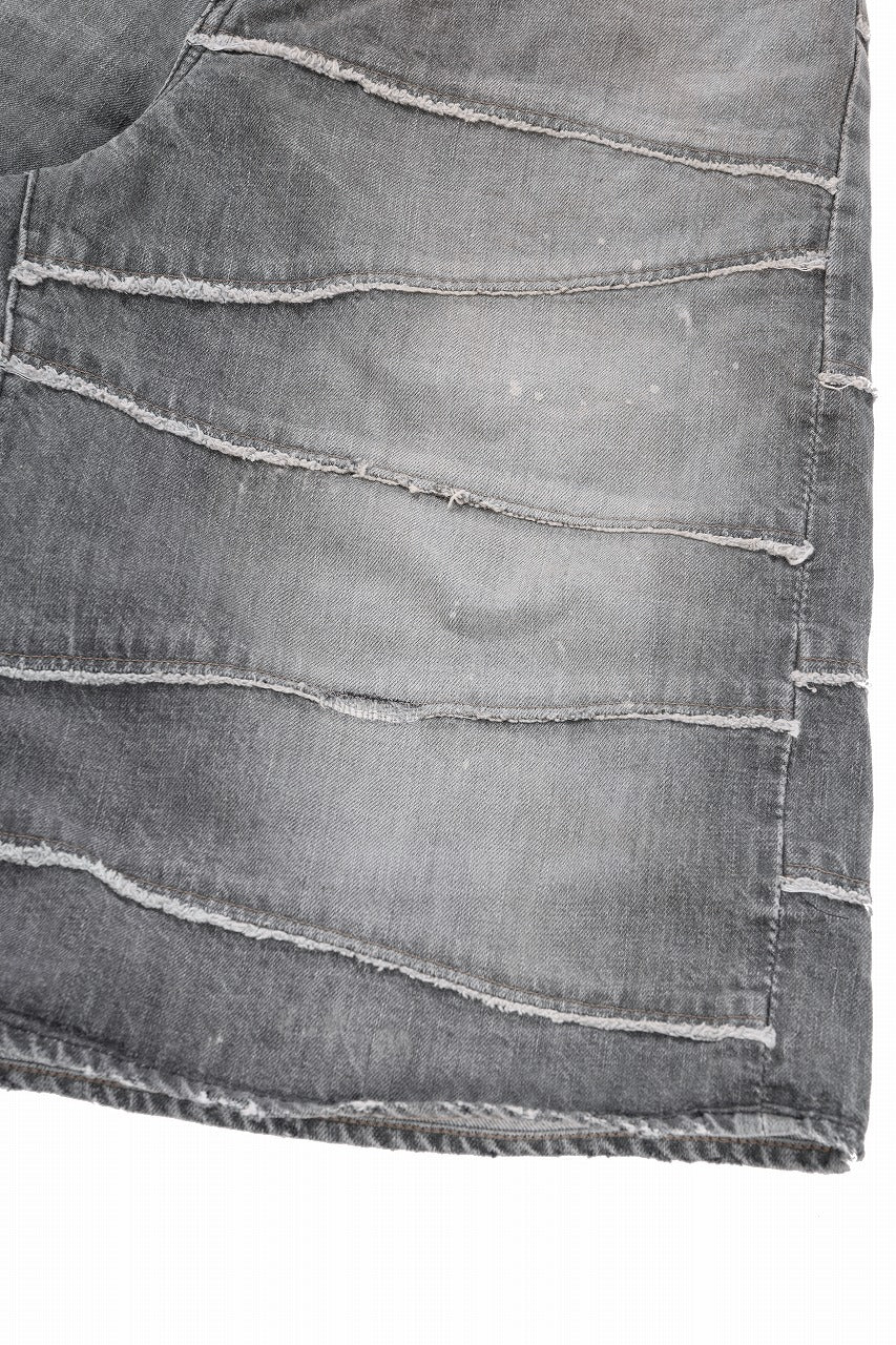 画像をギャラリービューアに読み込む, FULLCOUNT x KAMIYA Switching Denim Wide Bermuda Pants / 13.7oz Original Selvedge Denim (BLACK)