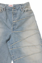 画像をギャラリービューアに読み込む, FULLCOUNT x KAMIYA Switching Denim Wide Bermuda Pants / 13.7oz Original Selvedge Denim (INDIGO BLUE)