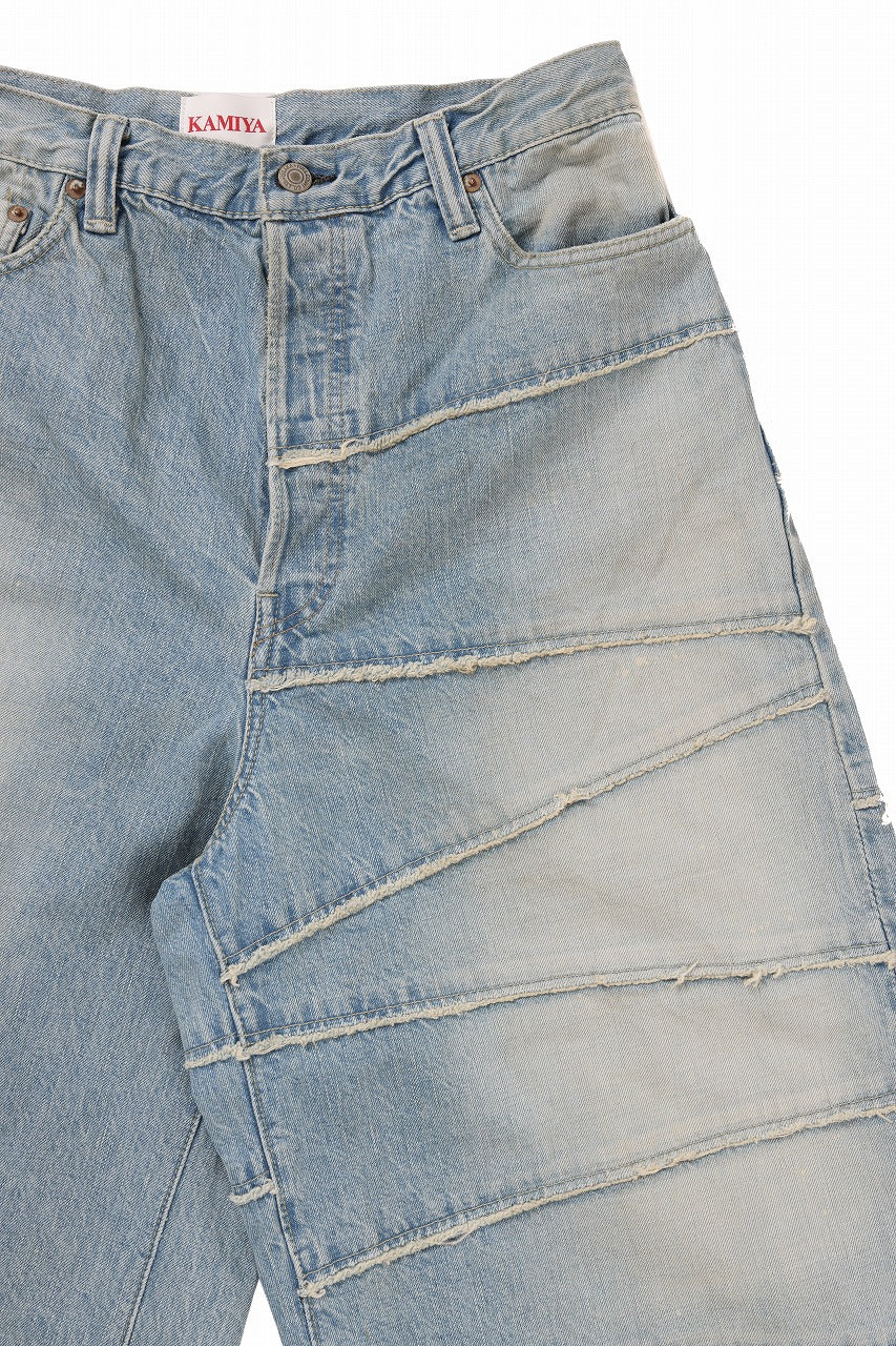 画像をギャラリービューアに読み込む, FULLCOUNT x KAMIYA Switching Denim Wide Bermuda Pants / 13.7oz Original Selvedge Denim (INDIGO BLUE)