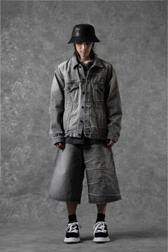 画像をギャラリービューアに読み込む, FULLCOUNT x KAMIYA Switching Denim Wide Bermuda Pants / 13.7oz Original Selvedge Denim (BLACK)