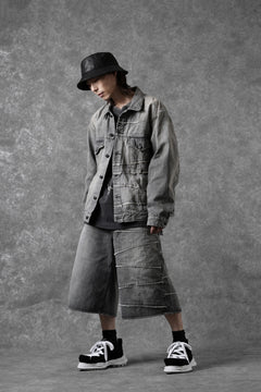 画像をギャラリービューアに読み込む, FULLCOUNT x KAMIYA Switching Denim Wide Bermuda Pants / 13.7oz Original Selvedge Denim (BLACK)