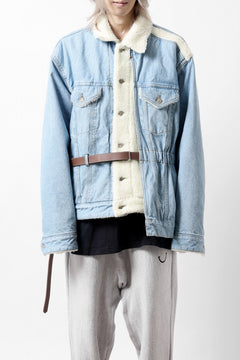 画像をギャラリービューアに読み込む, FACETASM ASSYMETRICAL BELTED SHERPA DENIM JACKET (INDIGO)