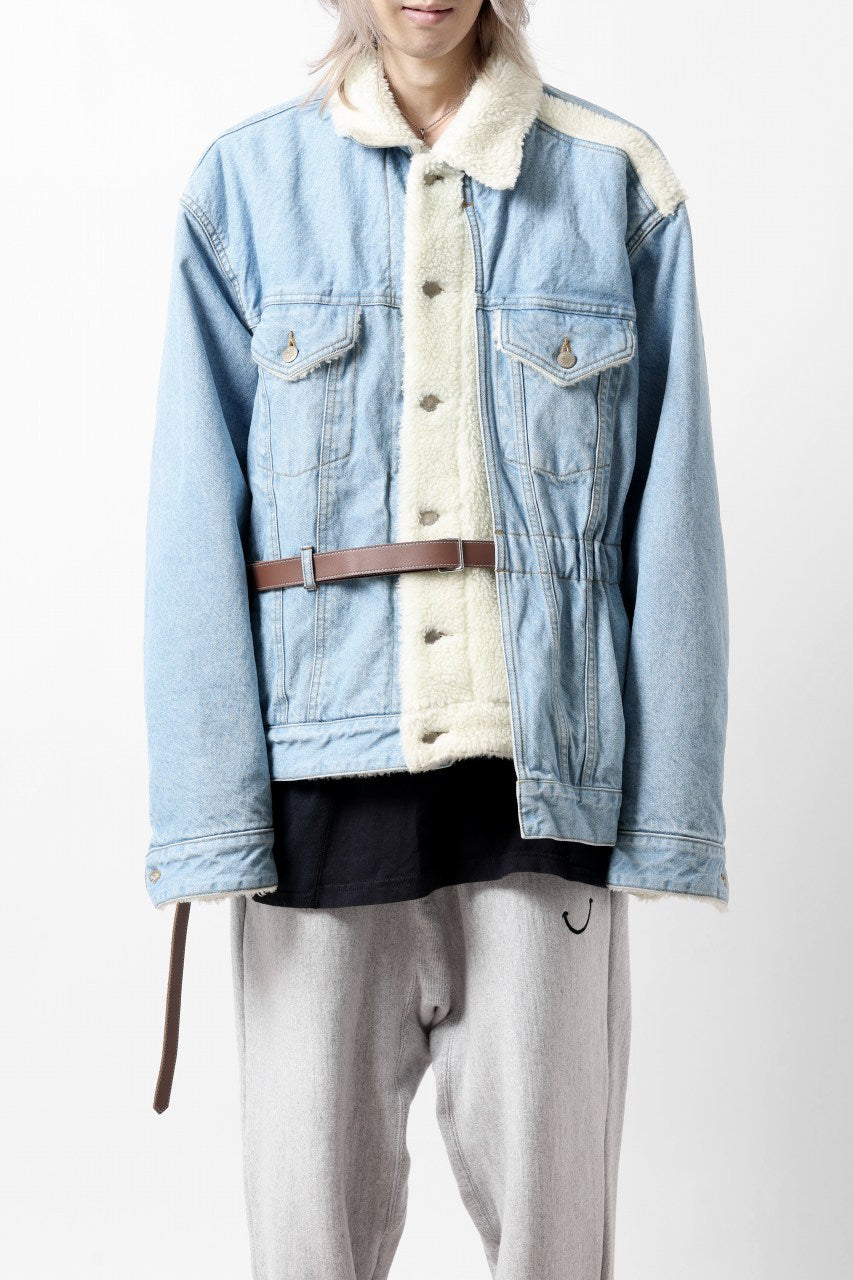 画像をギャラリービューアに読み込む, FACETASM ASSYMETRICAL BELTED SHERPA DENIM JACKET (INDIGO)