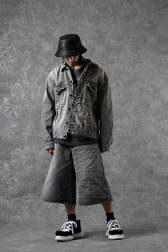 画像をギャラリービューアに読み込む, FULLCOUNT x KAMIYA Switching Denim Wide Bermuda Pants / 13.7oz Original Selvedge Denim (BLACK)