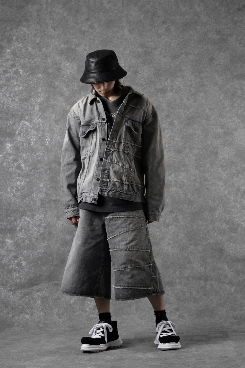 画像をギャラリービューアに読み込む, FULLCOUNT x KAMIYA Switching Denim Wide Bermuda Pants / 13.7oz Original Selvedge Denim (BLACK)