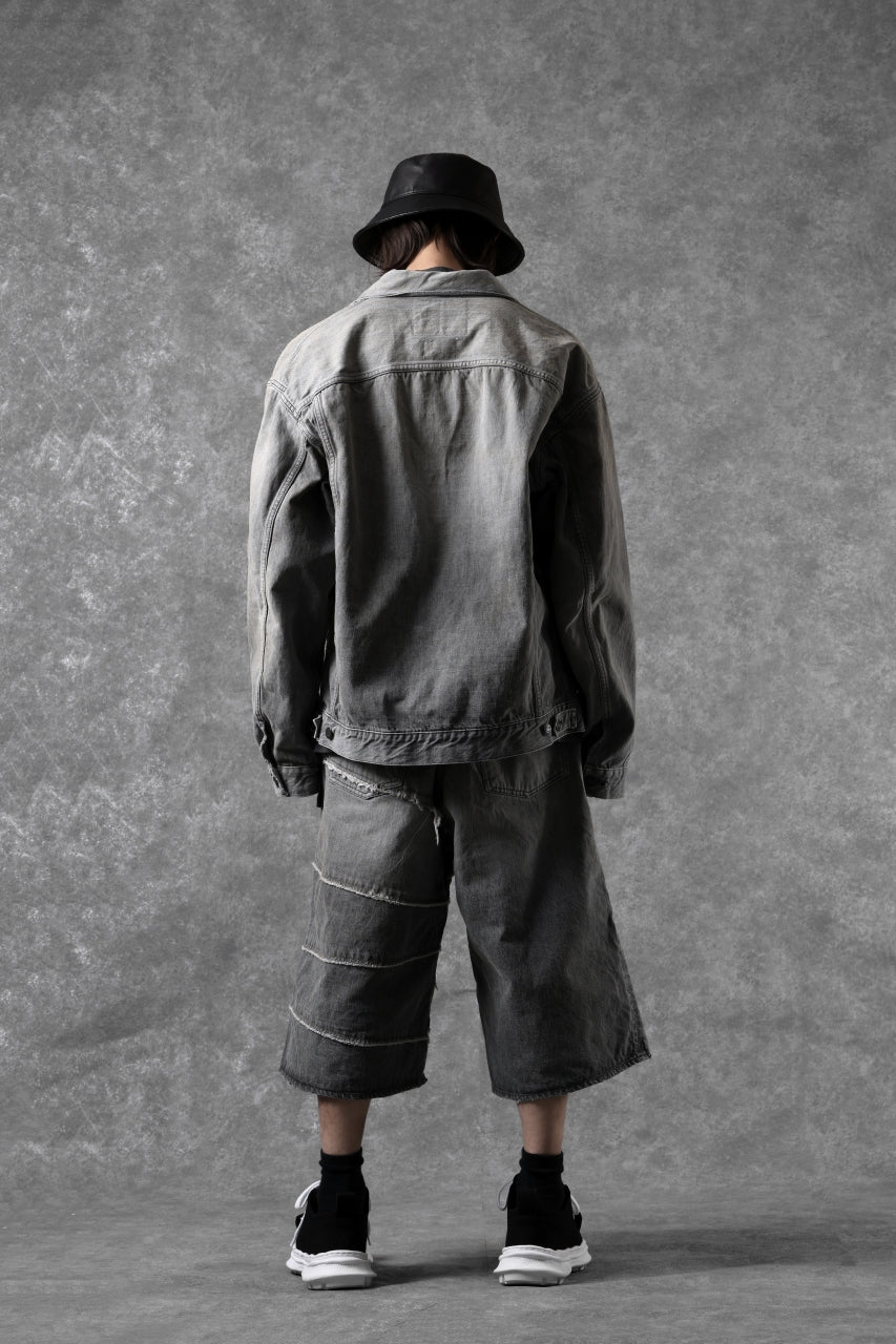 画像をギャラリービューアに読み込む, FULLCOUNT x KAMIYA Switching Denim Wide Bermuda Pants / 13.7oz Original Selvedge Denim (BLACK)
